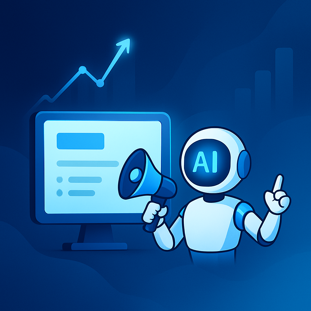 Illustration d’un robot IA analysant des données pour optimiser l’acquisition digitale grâce à GEO et GEA