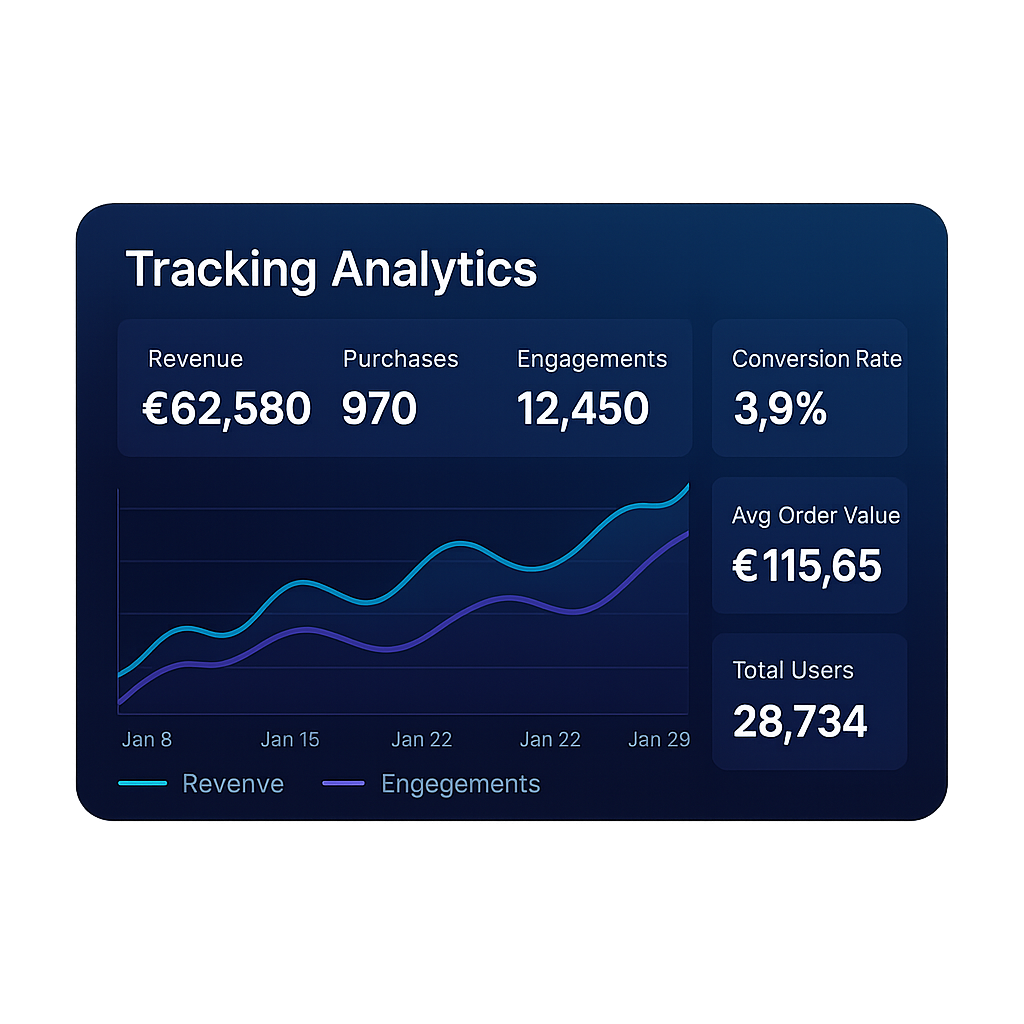 Dashboard tracking analytics GA4 GTM Pixels Growix